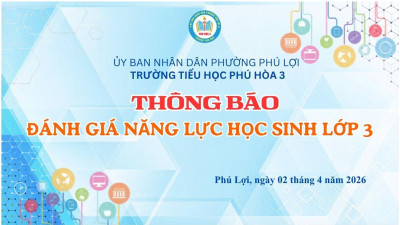 THÔNG BÁO VỀ VIỆC KHẢO SÁT NĂNG LỰC HỌC SINH LỚP 3.