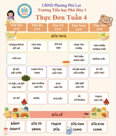 THỰC ĐƠN TUẦN 6 (05/10/2026 – 09/10/2026)