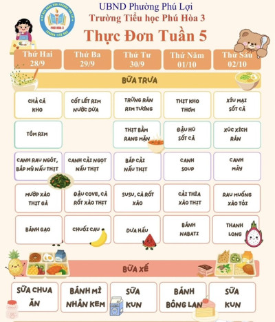 THỰC ĐƠN TUẦN 6 (05/10/2026 – 09/10/2026)
